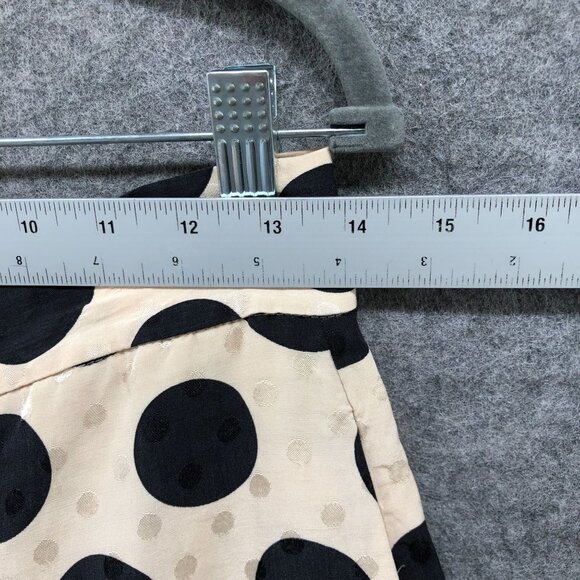 Zara Wide Leg Crop Satin Pants Womens M High Rise Beige Black Polka Dot Culotte - Picture 8 of 10